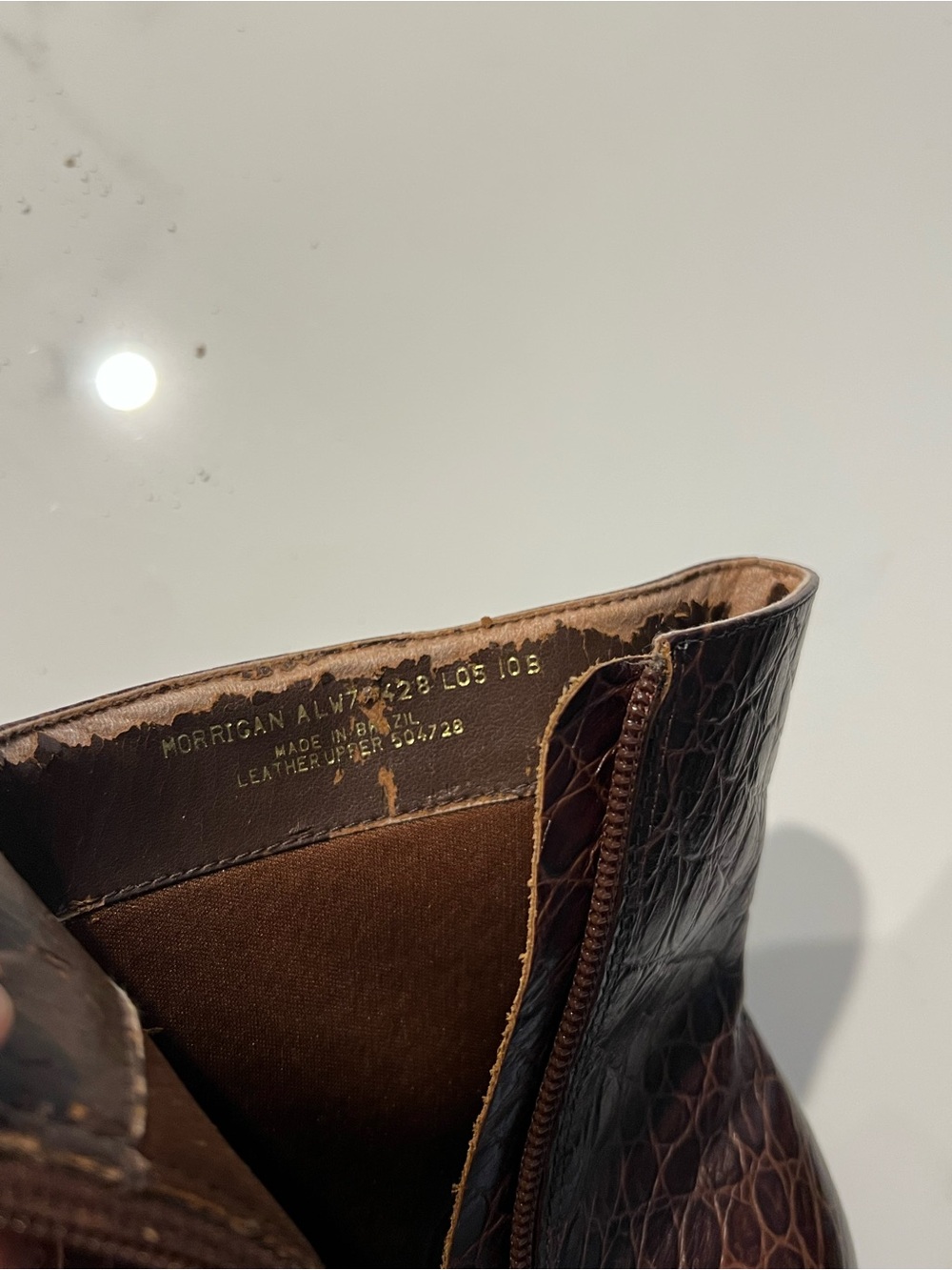 Lauren Ralph Lauren Morrigan Brown Embossed Leather Ankle Boots - Picture 4 of 4